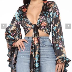 Flower Me With Love Tie Front Top